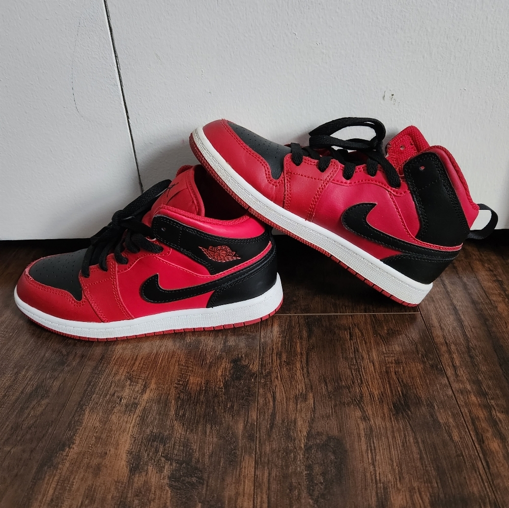 Kids Nike Jordan 1 Mid (PS) - 640734 660 - Gym Red Black White